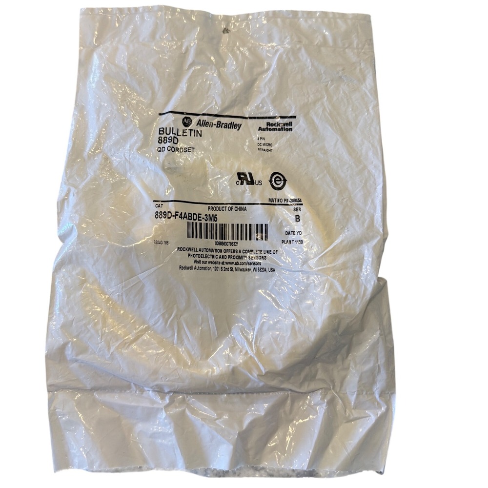 Allen-Bradley 889D-F4ABDE-3M5 4-Pin DC Micro Straight QD Cordset HD Cable